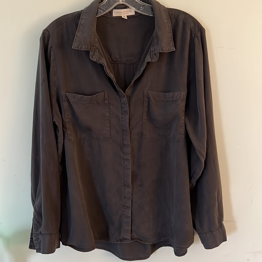 Side stitch 100% Lyocell Placket Front Shirt Sz Medium